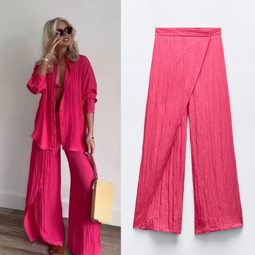Zara Pink Wide-Leg Pants